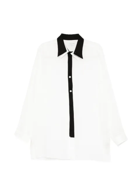 Yohji Yamamoto contrast-trim sheer shirt White HKB402141
