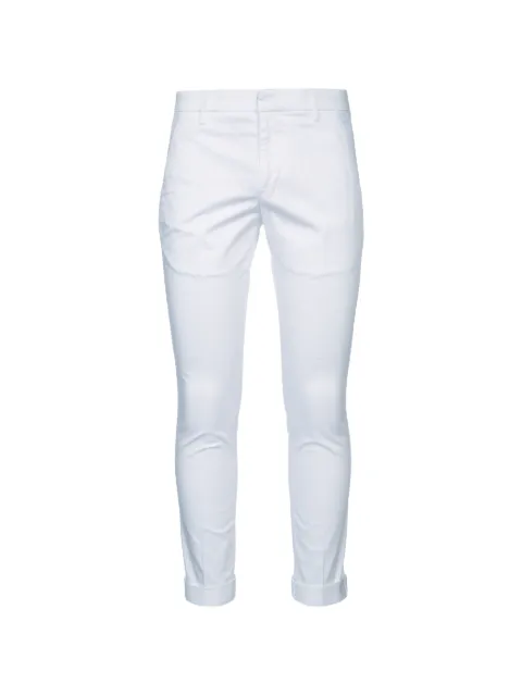 DONDUP logo-plaque pressed-crease trousers Neutrals UP235RSE036UPTD