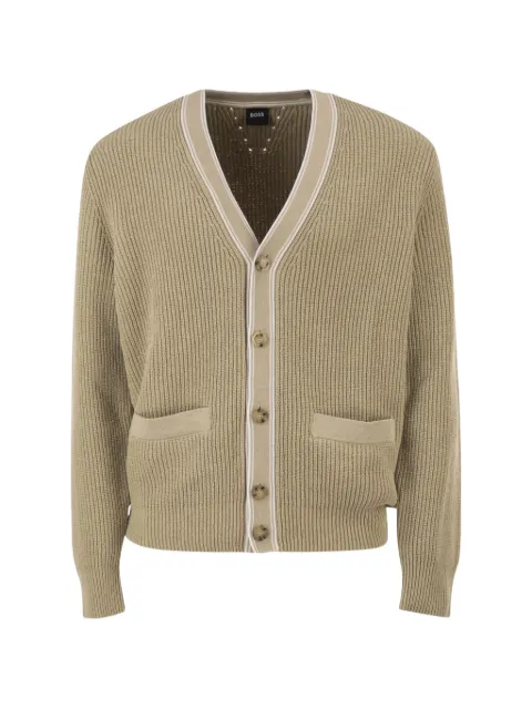 BOSS ribbed-knit cardigan Neutrals 5056048710278982286