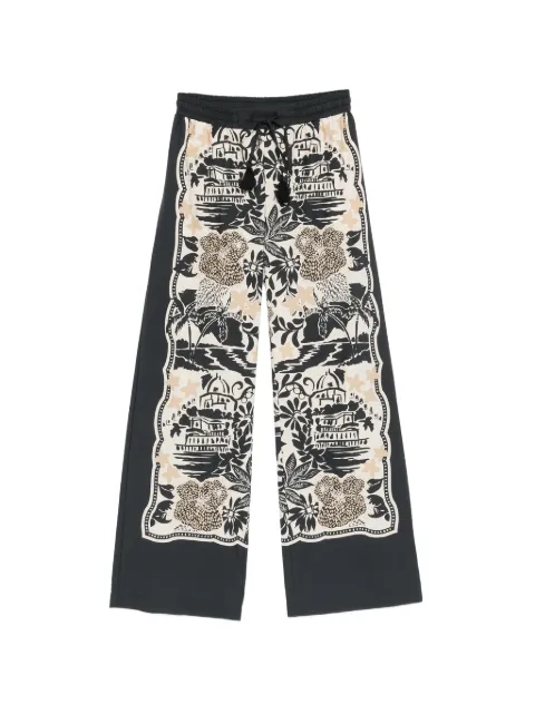 ERMANNO FIRENZE graphic-print drawstring palazzo trousers Black D48EP081EC8