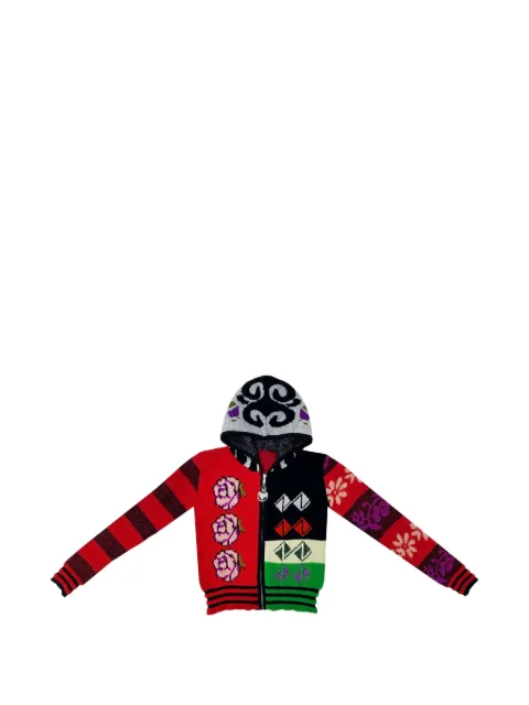 Chopova Lowena intarsia-knit floral-motif cardigan Red 5271FOLKFLOWERCARDIGANSS26