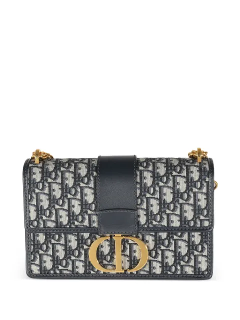 Christian Dior Pre-Owned 2019 30 Montaigne Oblique-monogram chain bag Blue 140671