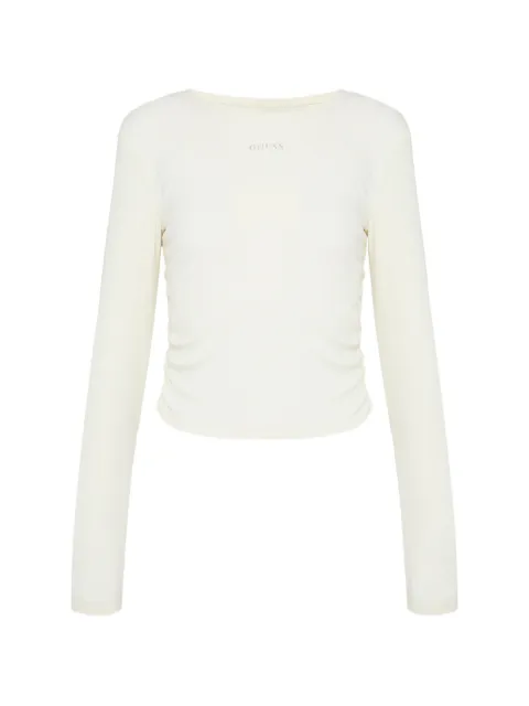 GUESS USA ribbed-knit gathered T-shirt Neutrals V6RP08KD932