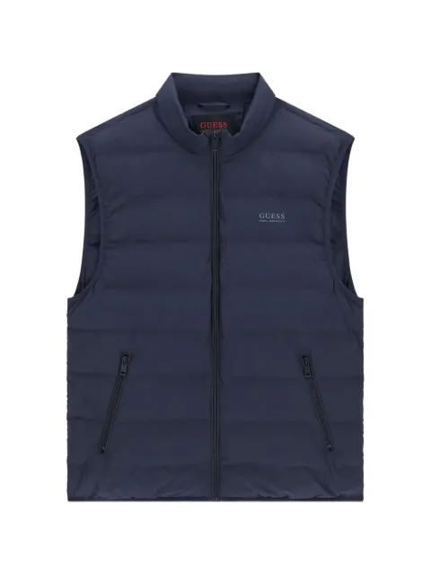 GUESS USA quilted logo-detail gilet Blue M6RN25WJ242