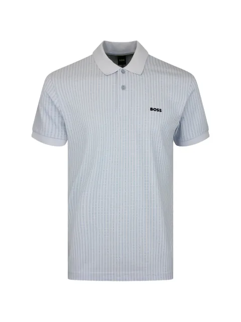 BOSS cotton-piqué polo shirt with all-over print Blue 50559355
