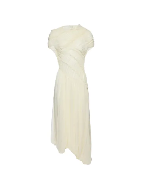 Magda Butrym ruched-effect ruffled dress Neutrals 13352606CREAM