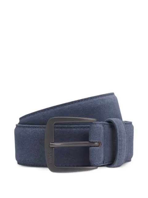 BOSS italian-suede belt with gunmetal buckle Blue 50558716