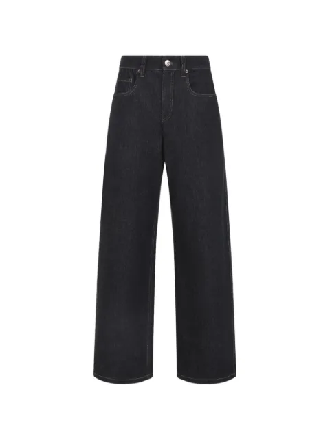 Brunello Cucinelli contrast-stitch wide-leg jeans Black MP134P4021C002