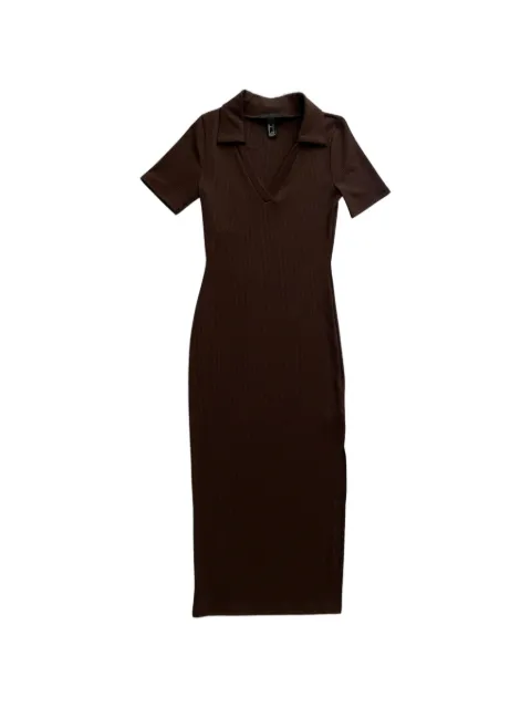 THE DRESS short-sleeved ribbed midi dress Brown MEADOW