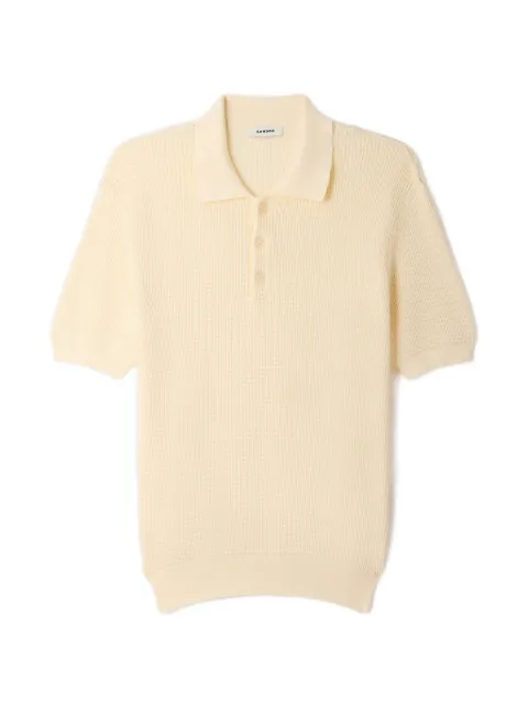 SANDRO waffle-texture cotton polo Neutrals SHPTR00745