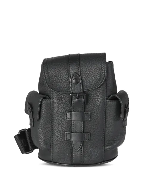 Louis Vuitton Pre-Owned 2021-2023 Nano Christopher leather backpack Black 141145