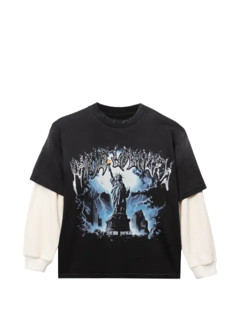 Paris Laundry graphic-print layered T-shirt Black T024090001