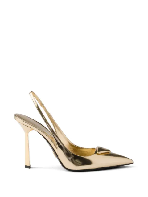 Prada metallic leather slingback pumps Gold 1I901MFD1003AU1
