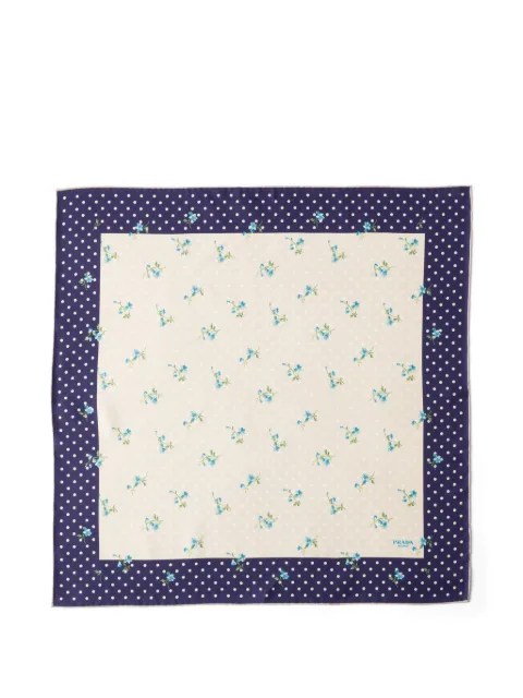 Prada printed silk twill scarf 55 Neutrals 1FF0042ZOV