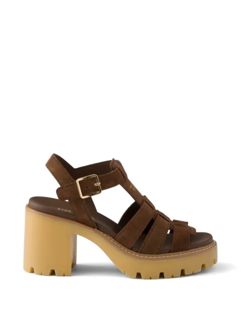Prada high-heeled suede platform sandals Brown 1X266OF090054