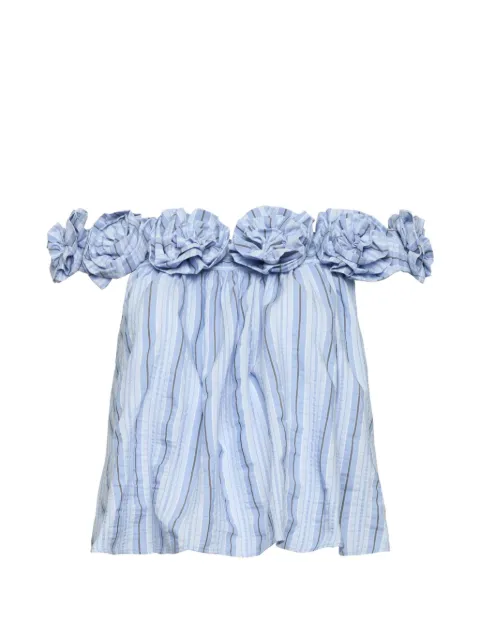 Cinq A Sept Kelsey floral-appliqué striped blouse Blue ZW221711728Z