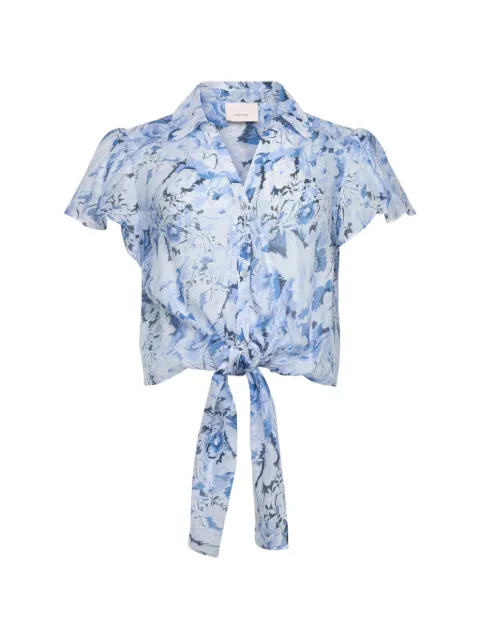 Cinq A Sept Marianna Heirloom Petals flutter-sleeve blouse Blue ZW199011776Z