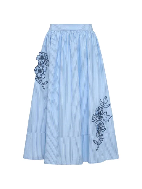 Cinq A Sept Matilda floral-embroidered striped skirt Blue ZS626A12422Z