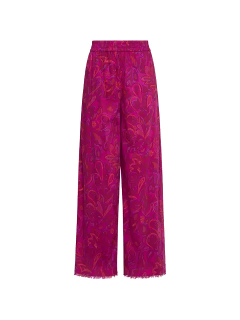 Cinq A Sept Ibbie paisley-bloom frayed-hem trousers Pink ZP130911733Z