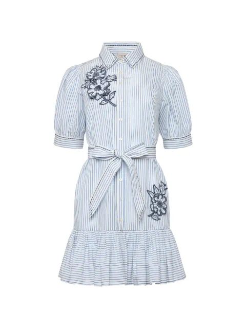 Cinq A Sept Zadie floral-appliqué  striped dress White ZD3444A12422Z