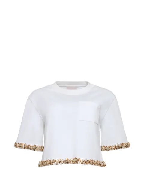 Cinq A Sept floral-embellished pocket T-shirt White ZT1269A9813ZWHT