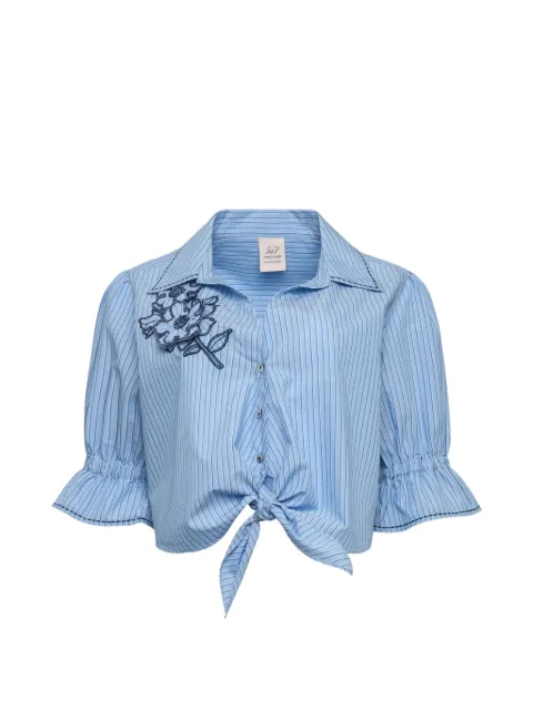 Cinq A Sept Serena floral-embroidered striped shirt Blue ZW2194A12422Z