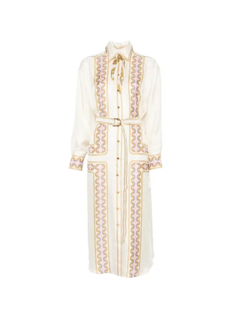 ZIMMERMANN geometric-print belted shirt dress Neutrals 7742DS261