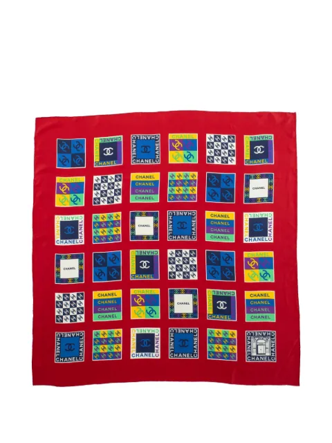 CHANEL Pre-Owned CC logo print scarf Red CC