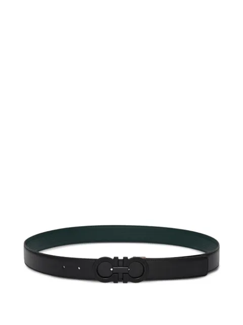 Ferragamo reversible and adjustable knurled Gancini belt Black 796223