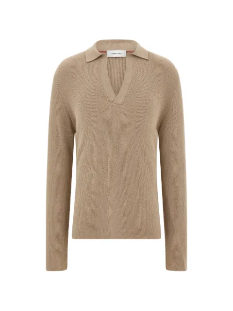 Ferragamo long-sleeve polo shirt Neutrals 793882