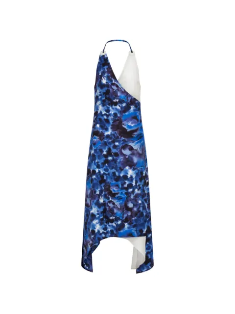 Ferragamo carnation-print wrap dress Blue 794302