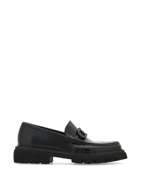 Ferragamo Gancini ornament moccasins Black 794899