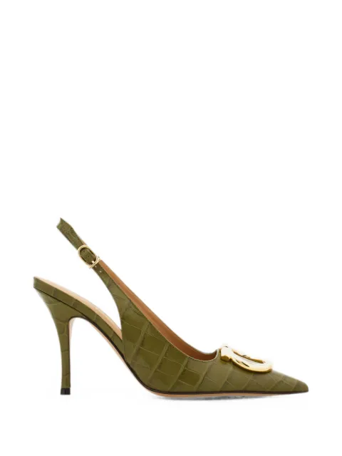 Ferragamo Gancini croc-effect slingback pumps Green 794993