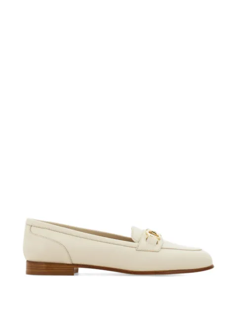 Ferragamo Gancini ornament moccasins White 793526