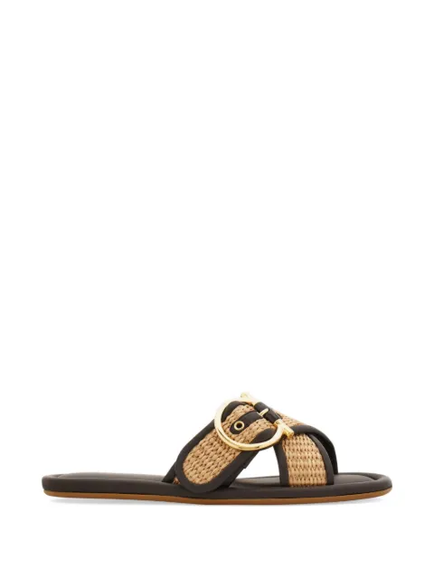 Ferragamo double strap Gancini ornament slide Brown 793784