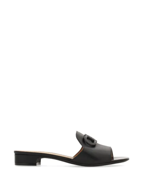 Ferragamo Gancini ornament slides Black 793673