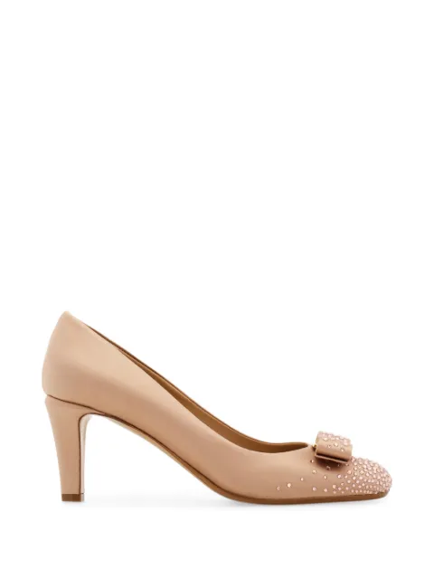 Ferragamo Vara bow pumps with crystals Neutrals 793585