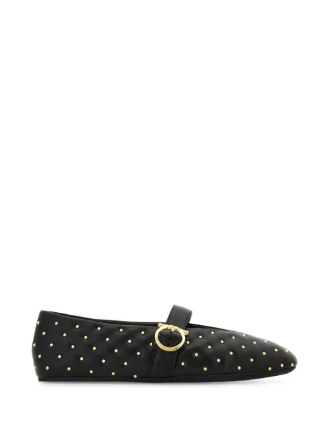 Ferragamo Gancini stud-embellished ballet flats Black 795487