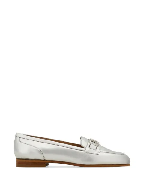 Ferragamo Gancini ornament moccasins Silver 794677