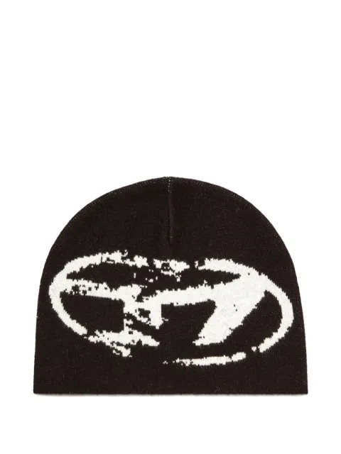 Diesel K-Apitan distressed beanie hat Black A242360DLCH