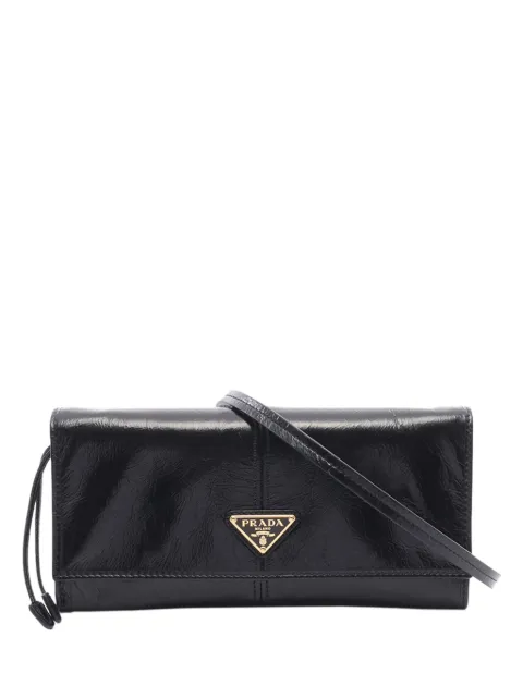 Prada Pre-Owned 2013-2026 Leather Logo Wallet on Strap shoulder bag Black GUY9QJJDD1GJC02B