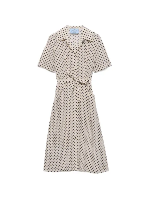 Prada polka-dot print marocain shirt dress Neutrals P3S58GSOOO19ZN