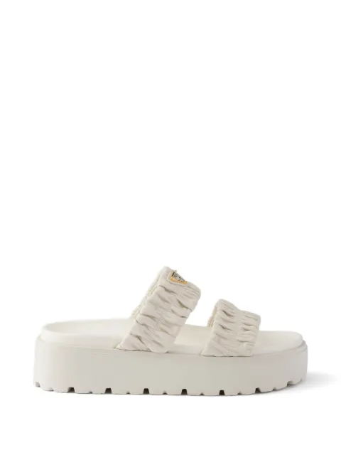 Prada Matelassé nappa leather flatform slides Neutrals 1XZ795F045038