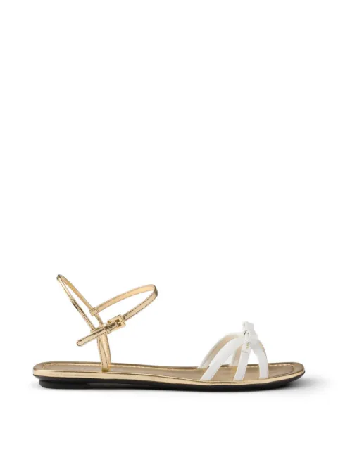 Prada flat patent and metallic leather sandals Gold 1X410OF0052ABO