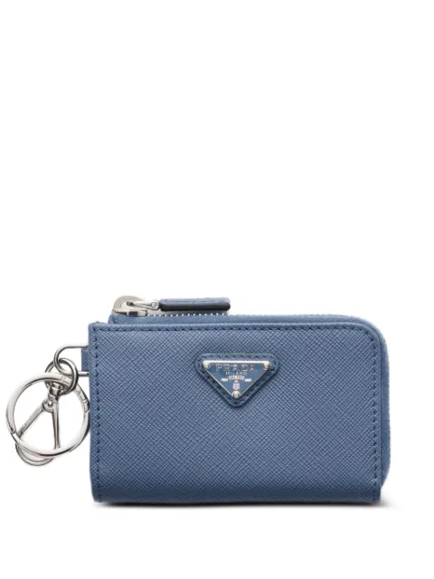 Prada Saffiano leather mini pouch with keychain Blue 2TT0852AHF