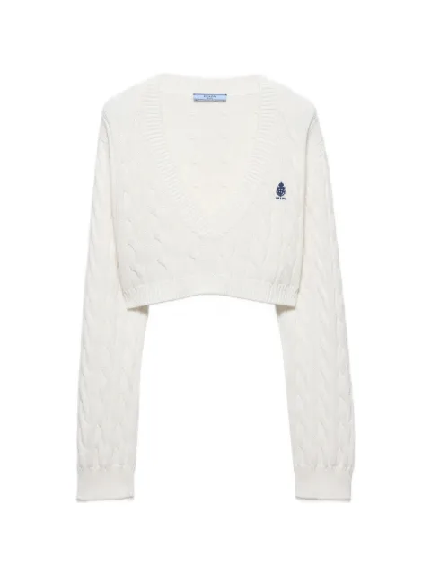 Prada V-neck cotton sweater White P24D3NSOOO19VL
