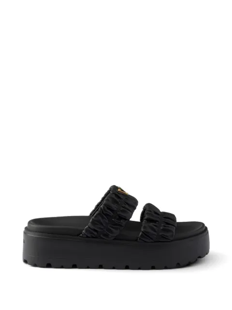 Prada Matelassé nappa leather flatform slides Black 1XZ795F045038