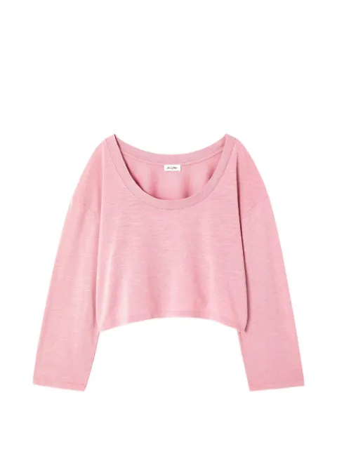 American Vintage Pojy U-neck long-sleeve T-shirt Pink POJ02A