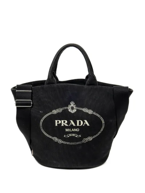Prada Pre-Owned logo-print tote bag Black 1BG163