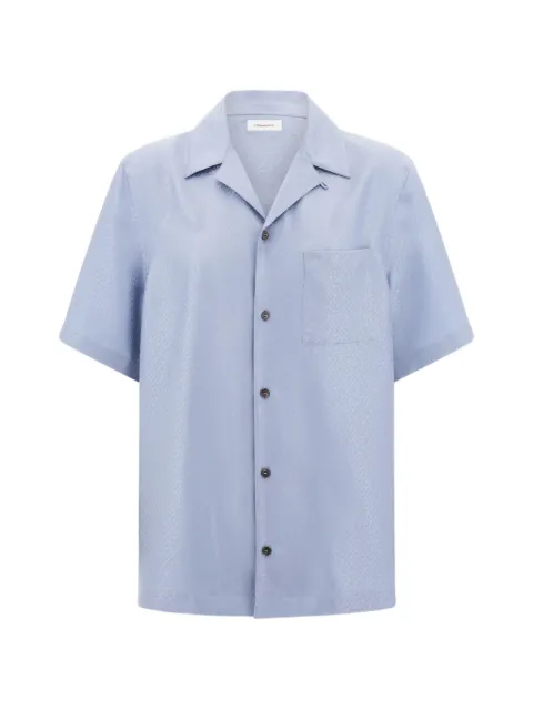 Ferragamo short sleeve silk shirt Blue 793844